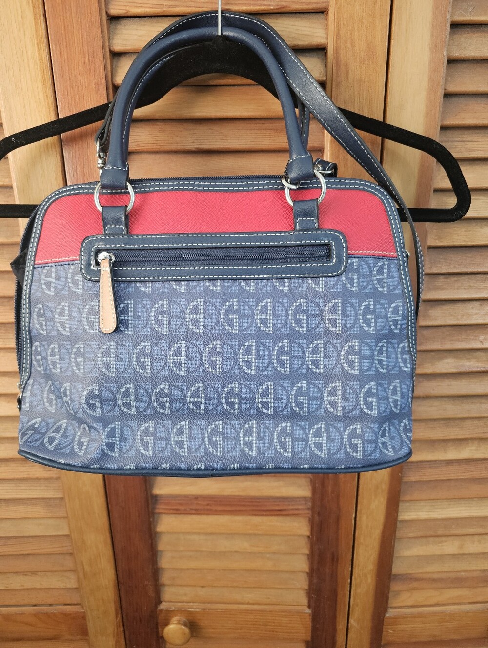 NWOT Giani Bernini Monogram Satchel Purse Blue Colorblock Shoulder Bag Handbag - Picture 3 of 7